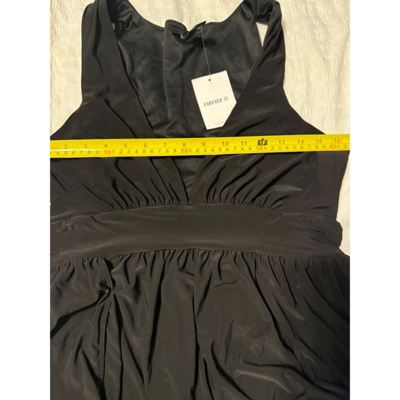 Long Black Maxi Dress Forever 21 High Slits Stretchy Knit L Black New - Picture 6 of 7
